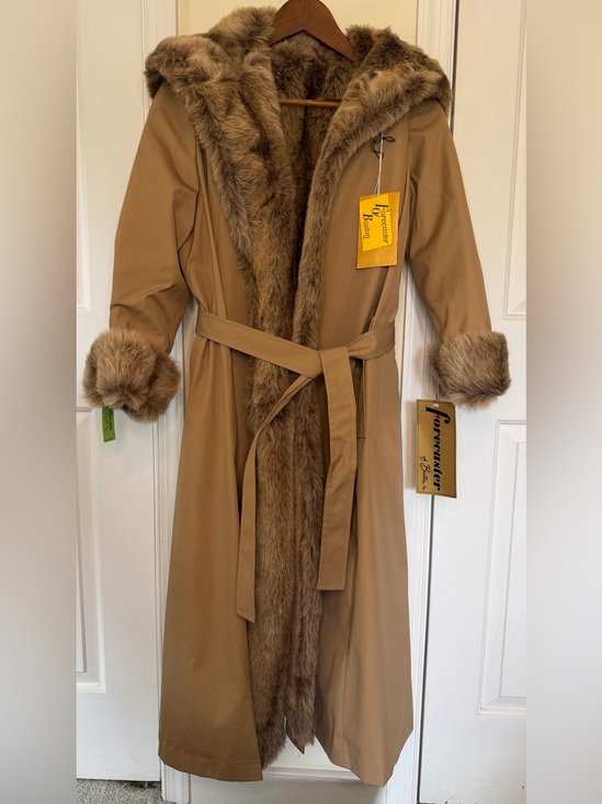 Forester Jackets & Blazers - Vintage with tags Forester Tan Faux-Fur Trim Belted Trench